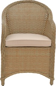 Πολυθρόνα κήπου Hadrian pakoworld rattan καφέ- textilene μπεζ 57x70x85εκ