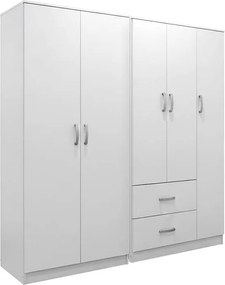 Ντουλάπα πεντάφυλλη Athos I pakoworld λευκή 170x42x180εκ