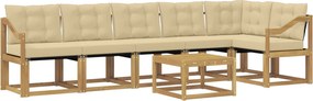 vidaXL Σειρά Καναπέ Εξωτερικού με μαξιλάρι 7 pcs Λευκό και Μπεζ