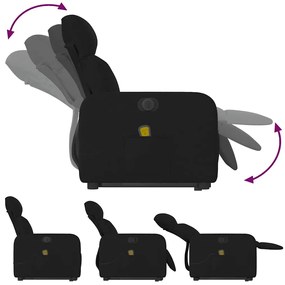 vidaXL Πολυθρόνα Μασάζ Ηλεκ. Ανακλινόμενη με Ανύψωση Μαύρη Υφασμάτινη