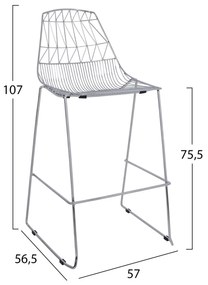 Σκαμπώ Bar Μεταλλικό Lux Χρωμίου 57x56,5x107 Εκ.