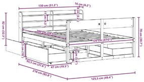 Σκελετός Κρεβ. Χωρίς Στρώμα Καφέ Κεριού 120x200 εκ Μασίφ Πεύκο - Καφέ