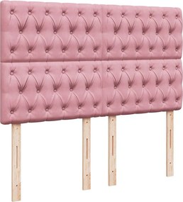 vidaXL Κρεβάτι Boxspring με Στρώμα Ροζ 140x200 εκ. Βελούδινο