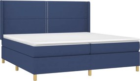 vidaXL Κρεβάτι Boxspring με Στρώμα Μπλε 200x200 εκ. Υφασμάτινο
