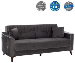 3-seater sofa-bed, grey blue, 210x80x87H