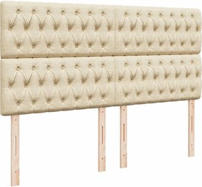 vidaXL Κρεβάτι Boxspring με Στρώμα Κρεμ 200x200 εκ. Υφασμάτινο