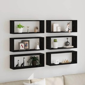 vidaXL Ράφια 6 τμχ Μαύρη Δρυς 60x15x23 εκ Κατασκευασμένο Ξύλο