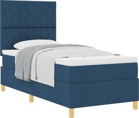 vidaXL Κρεβάτι με ελατήρια με στρώμα Μπλε 90 x 200 cm ύφασμα