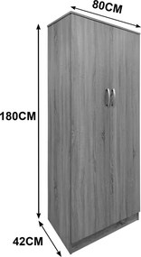 Ντουλάπα δίφυλλη Athos pakoworld σε λευκή απόχρωση 80x42x180εκ