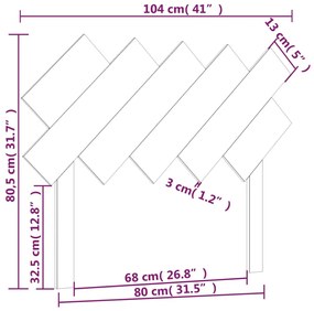 vidaXL Κεφαλάρι Κρεβατιού 104x3x80,5 εκ. από Μασίφ Ξύλο Πεύκου