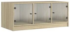 vidaXL Τραπεζάκι Σαλονιού Sonoma Δρυς 102x50x42 εκ. με Γυάλινες Πόρτες