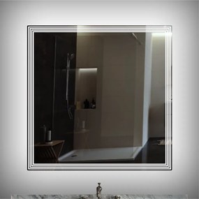 Stewehome Καθρέφτης Μπάνιου LED με Λέιζερ Σχέδιο Τετράγωνος 57x57 cm