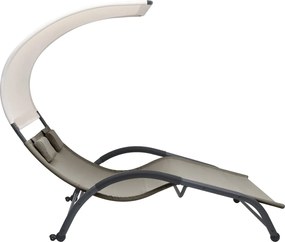 vidaXL Ξαπλώστρα Διπλή Taupe από Textilene με Σκίαστρο