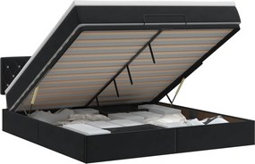 vidaXL Κρεβάτι Ottoman με στρώμα Μαύρο 180 x 200 cm Βελούδο