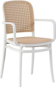 FLORENCE Πολυθρόνα PP Άσπρο, PP Rattan Μπεζ, Στοιβαζόμενη   1τμχ