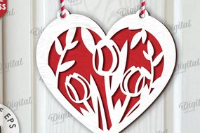 Σετ των 2 Intra απο ξύλο plywood Χρώμα wenge 3mm-4mm πάχος - Διακόσμηση με φλοράλ καρδιές κοπής με λέιζερ Δίασταση 20x20 cm INTRAFABR-34942875