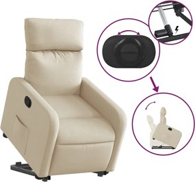 vidaXL Πολυθρόνα Ανακλινόμενη με Ανύψωση Κρεμ Υφασμάτινη