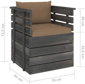 vidaXL Πολυθρόνα Κήπου από Ξύλο Πεύκου με Μαξιλάρια