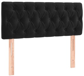 vidaXL Κρεβάτι Boxspring με Στρώμα &amp; LED Μαύρο 90x200 εκ. Βελούδινο