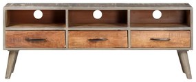 vidaXL Έπιπλο Τηλεόρασης Γκρι 130x35x51 εκ. Μασίφ Ακατέργαστο Μάνγκο