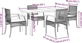 vidaXL Σετ Τραπεζαρίας Κήπου 5 τεμ. Μπεζ Συνθετικό Ρατάν με Μαξιλάρι