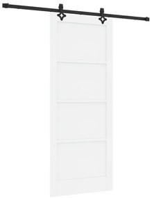 vidaXL Συρόμενη Πόρτα με Σετ Εξαρτημάτων Λευκή 86x211 εκ. Στερεό Ξύλο Πεύκο