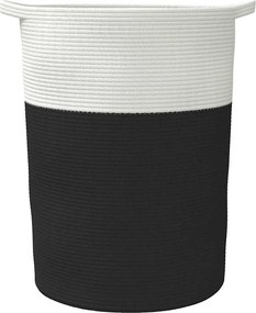 vidaXL Καλάθι Αποθήκευσης Μαύρο και Λευκό Ø49x65 εκ. Βαμβακερό