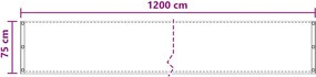vidaXL Οθόνη Μπαλκονιού Κρεμ 75 x 1200 εκ HDPE και Αλουμίνιο