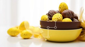 Intra Συλλεκτικό Ξύλινο Παζλ Plywood 4mm - Κίτρινο μπολ με πασχαλινά αυγά με επικάλυψη σοκολάτας Σε Ξύλινο Κουτί - Διαστάσεις: 10x10 cm – 25 κομμάτια