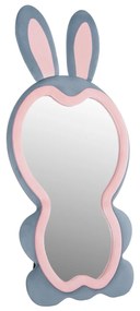 KIDS&#039; FLOOR STANDING MIRROR BUNNY  MDF IN PINK &amp; BLUE- BLACK STAND 80x162Hcm.