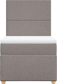 vidaXL Κρεβάτι Boxspring με Στρώμα Taupe 90x200 εκ. Υφασμάτινο