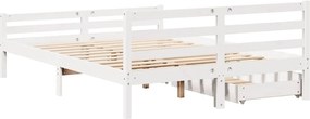 vidaXL Σκελετός Κρεβ. Χωρίς Στρώμα Λευκό 135x190 εκ Μασίφ Πεύκο