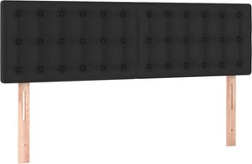 vidaXL Κρεβάτι Boxspring με Στρώμα &amp; LED Μαύρο 140x200 εκ. Συνθ. Δέρμα