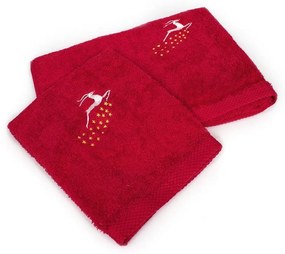 Πετσέτες Χριστουγεννιάτικες Reindeer (Σετ 2τμχ) Red DimCol Towels Set 50x90cm