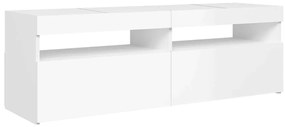 vidaXL Έπιπλο Τηλεόρασης με LED Γυαλιστερό Λευκό 120 x 35 x 40 εκ.