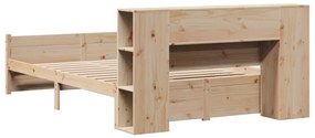 vidaXL Κρεβάτι Βιβλιοθήκη Χωρίς Στρώμα 135x190 εκ Μασίφ Ξύλο Πεύκου