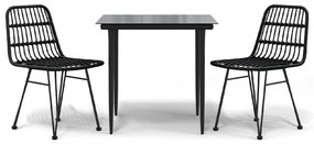 vidaXL Σετ Επίπλων Bistro Κήπου 3 τεμ. από Μαύρο Συνθετικό Ρατάν