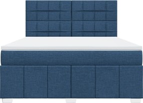vidaXL Κρεβάτι Boxspring με Στρώμα Μπλε 180x200 εκ. Υφασμάτινο