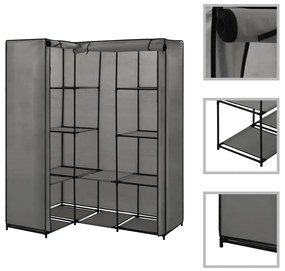 282452 vidaXL Corner Wardrobe Grey 130x87x169 cm
