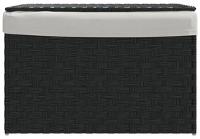 vidaXL Καλάθι Πλυντηρίου με Καπάκι Μαύρο 55,5 x 35 x 34εκ. Συνθ. Ρατάν