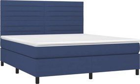 vidaXL Κρεβάτι Boxspring με Στρώμα &amp; LED Μπλε 180x200 εκ. Υφασμάτινο