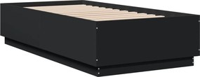 vidaXL Πλαίσιο Κρεβατιού με LED Μαύρο 90x190 εκ. Επεξ. Ξύλο