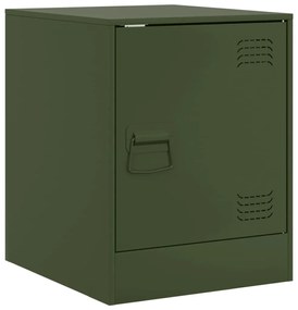 vidaXL Κομοδίνα 2 τεμ. Πράσινο Λαδί 34,5x39x44 εκ. από Χάλυβα