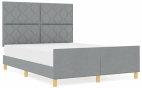 vidaXL Σκελετός Κρεβατιού με κεφαλάρι Ανοιχτό γκρι 140 x 200 cm ύφασμα