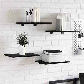 vidaXL Ράφι Βιβλίων 4 pcs Μαύρο 40 x 30 x 1,5 cm Επεξεργασμένο ξύλο