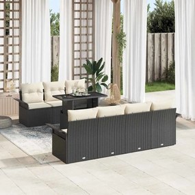 vidaXL Σετ Καναπέ Κήπου με μαξιλάρι 8 pcs Μαύρο Πολυ Ρατάν