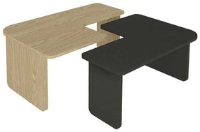 Τραπεζάκι σαλονιού σετ 2τμχ Lava Megapap χρώμα rota oak - ανθρακί 75x48,5x35,6εκ.