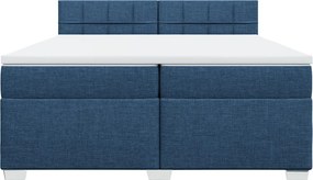 vidaXL Κρεβάτι Boxspring με Στρώμα Μπλε 200x200 εκ. Υφασμάτινο