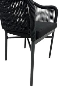 Καρέκλα - Πολυθρόνα αλουμινίου Legana στοιβαζόμενη ανθρακί σκελετός- rattan 56x66x82 εκ. 56x66x82 εκ.