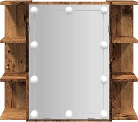 vidaXL Ντουλάπι καθρέφτη με LED Παλιό ξύλο 70x16,5x60 cm